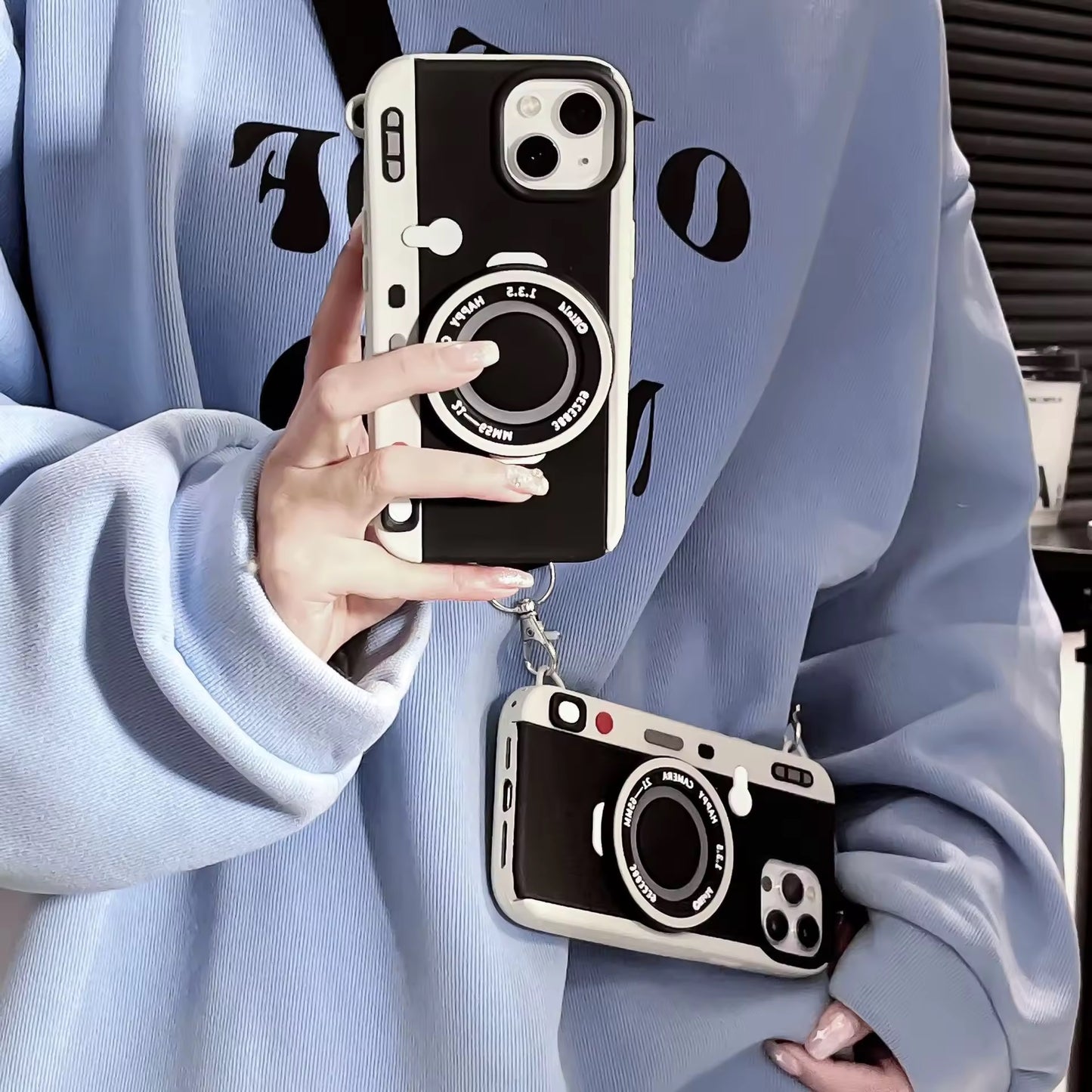 Rubber Camera iPhone Case with Sling
