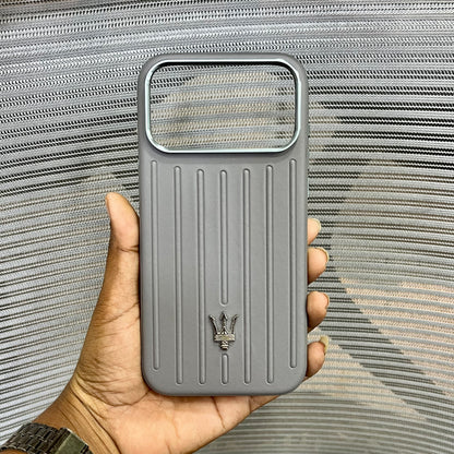 Premium Stripe Leather Logo iPhone 17 Series Case