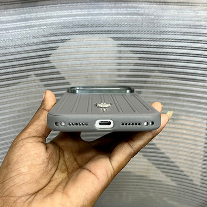 Premium Stripe Leather Logo iPhone 17 Series Case
