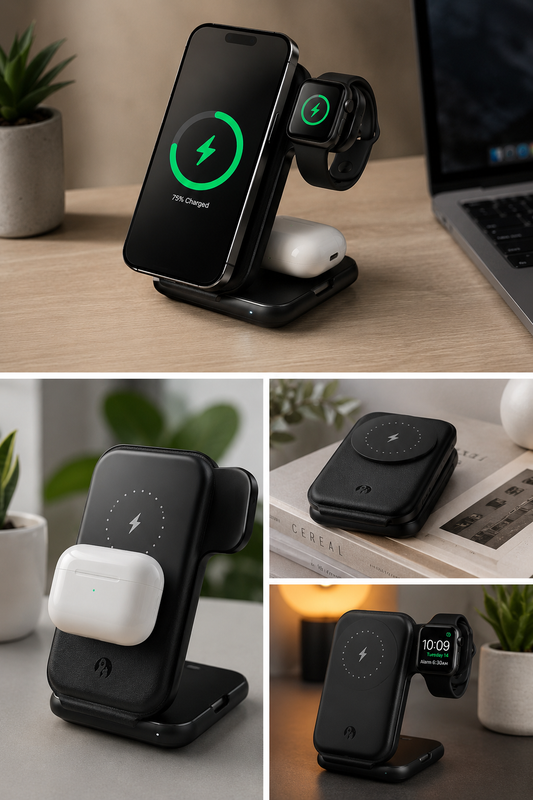 TriFold Luxe 3-in-1 Wireless Charger Stand