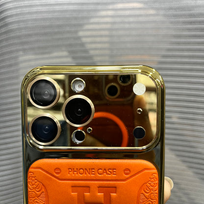Premium Embossed Leather Logo iPhone 16 Pro Case