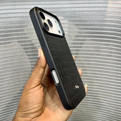 Embossed Leather Logo iPhone 17 Pro Max Case