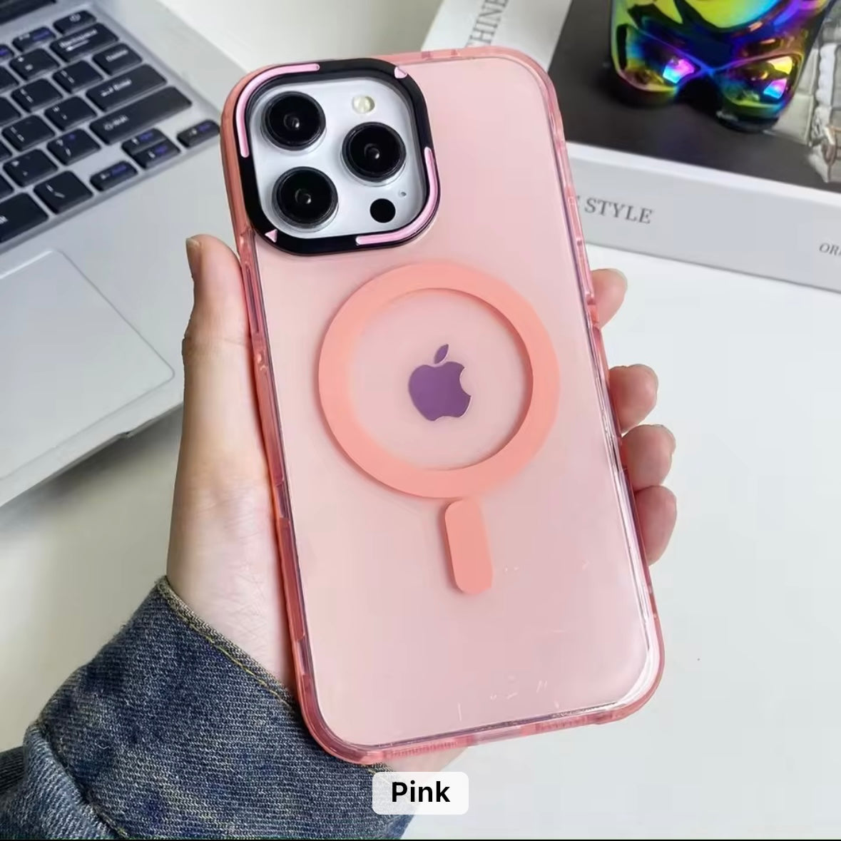Tinted Glossy Magsafe Color Border Hard Case for iPhone