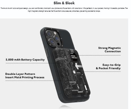 Circuit Board Magnetic Wireless Power Bank - 5000 mAh