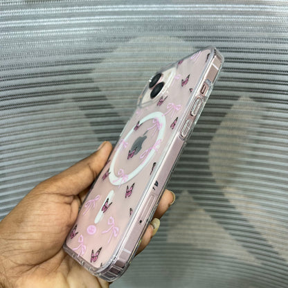 Bow Print MagSafe Wallet iPhone 15 Case