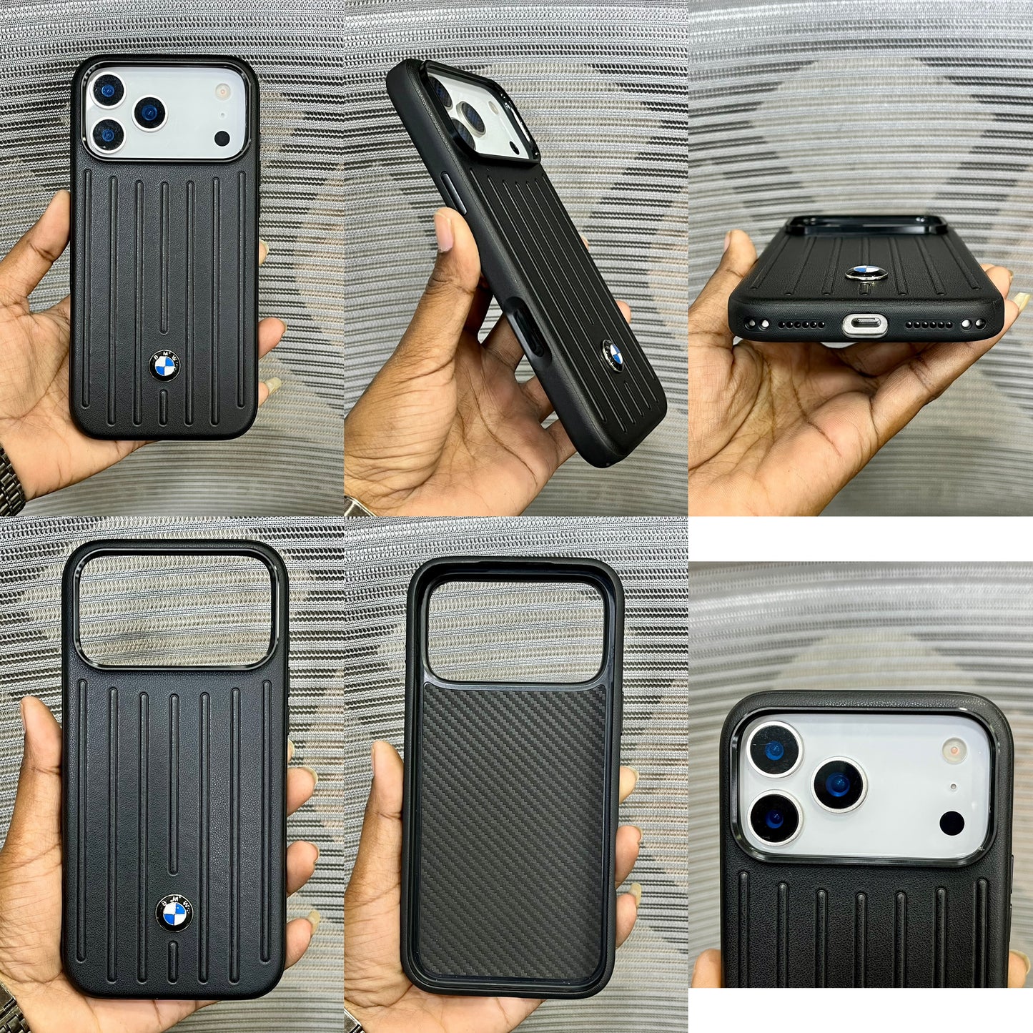 Stripe Leather Car Logo iPhone 17 Series Case