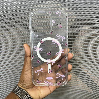Bow Print MagSafe Wallet iPhone 16 Pro Case