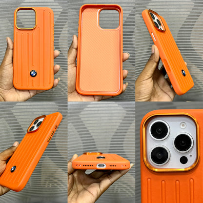 Stripe Leather Car Logo iPhone 16 Series Case