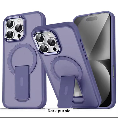 Protective Matte Tinted Magsafe Color Border Case with Stand for iPhone