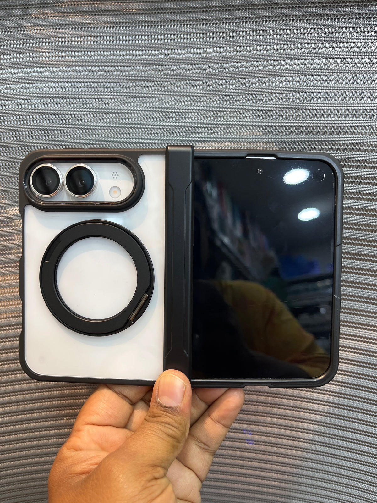 Transparent Side-Border MagSafe Stand Case for iPhone Duo