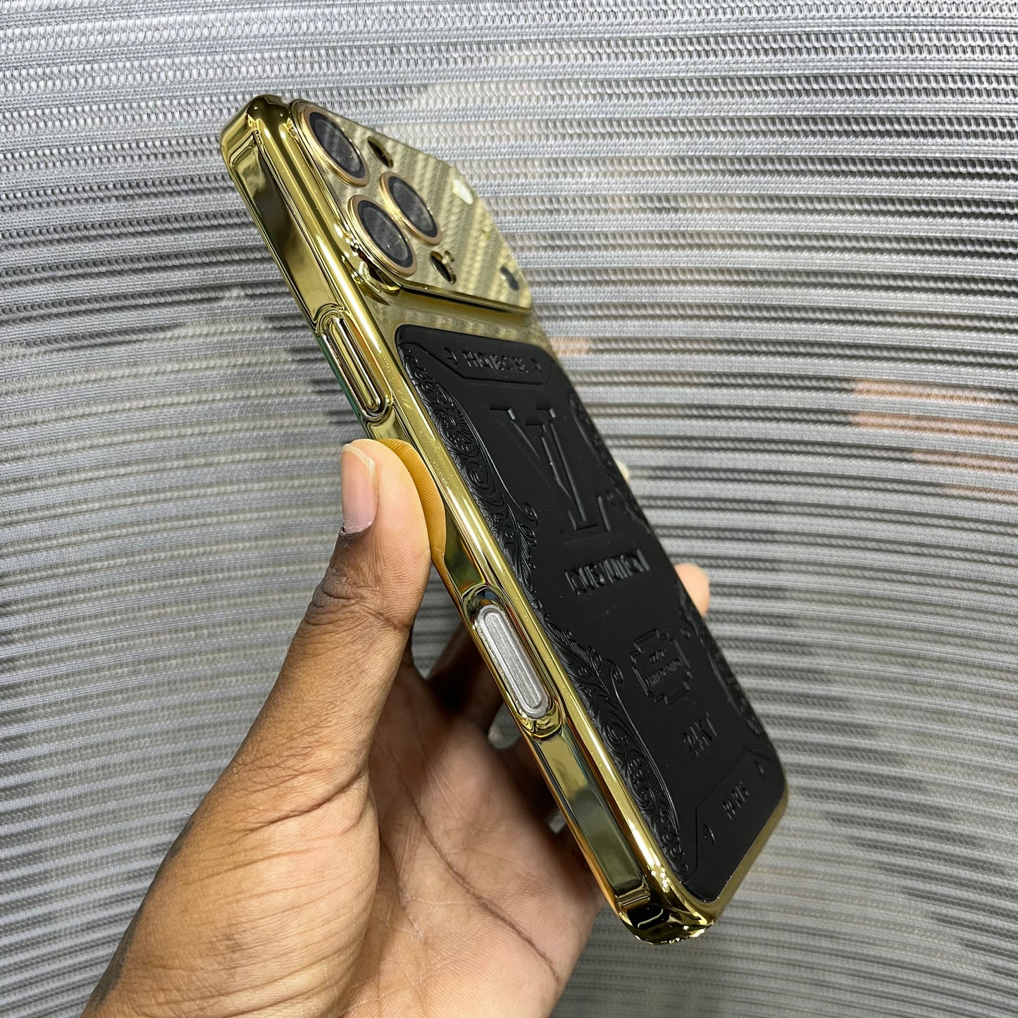 Premium Embossed Leather Logo iPhone 16 Pro Case
