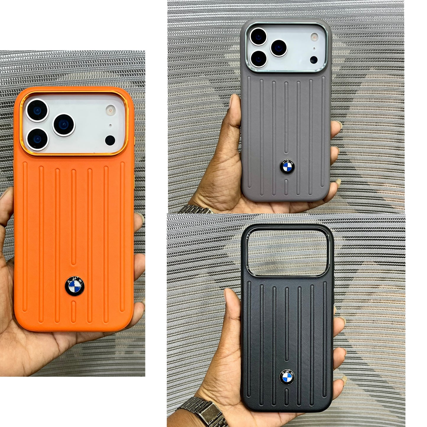 Stripe Leather Car Logo iPhone 17 Series Case
