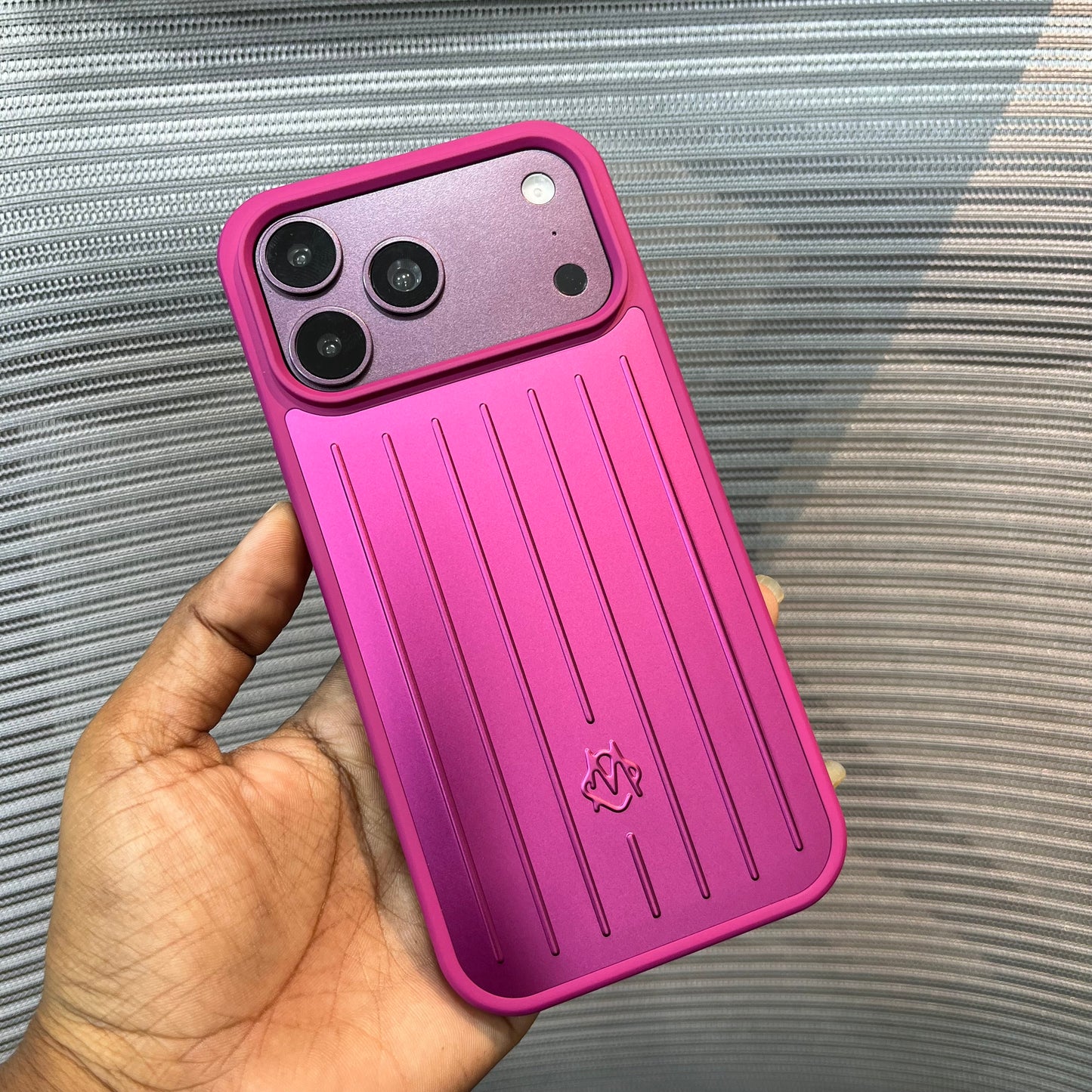 Premium Stripe Metal Finish Silicone iPhone Case