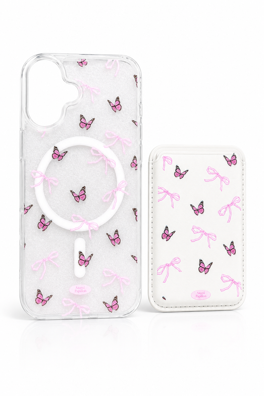Bow Print MagSafe Wallet iPhone 17 Case