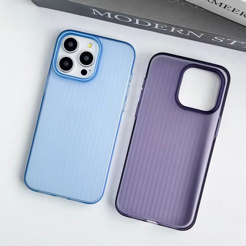 Slim Fit Hard iPhone Case with Embossed Stripes