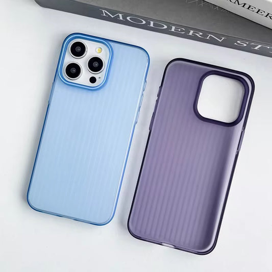 Slim Fit Hard iPhone Case with Embossed Stripes