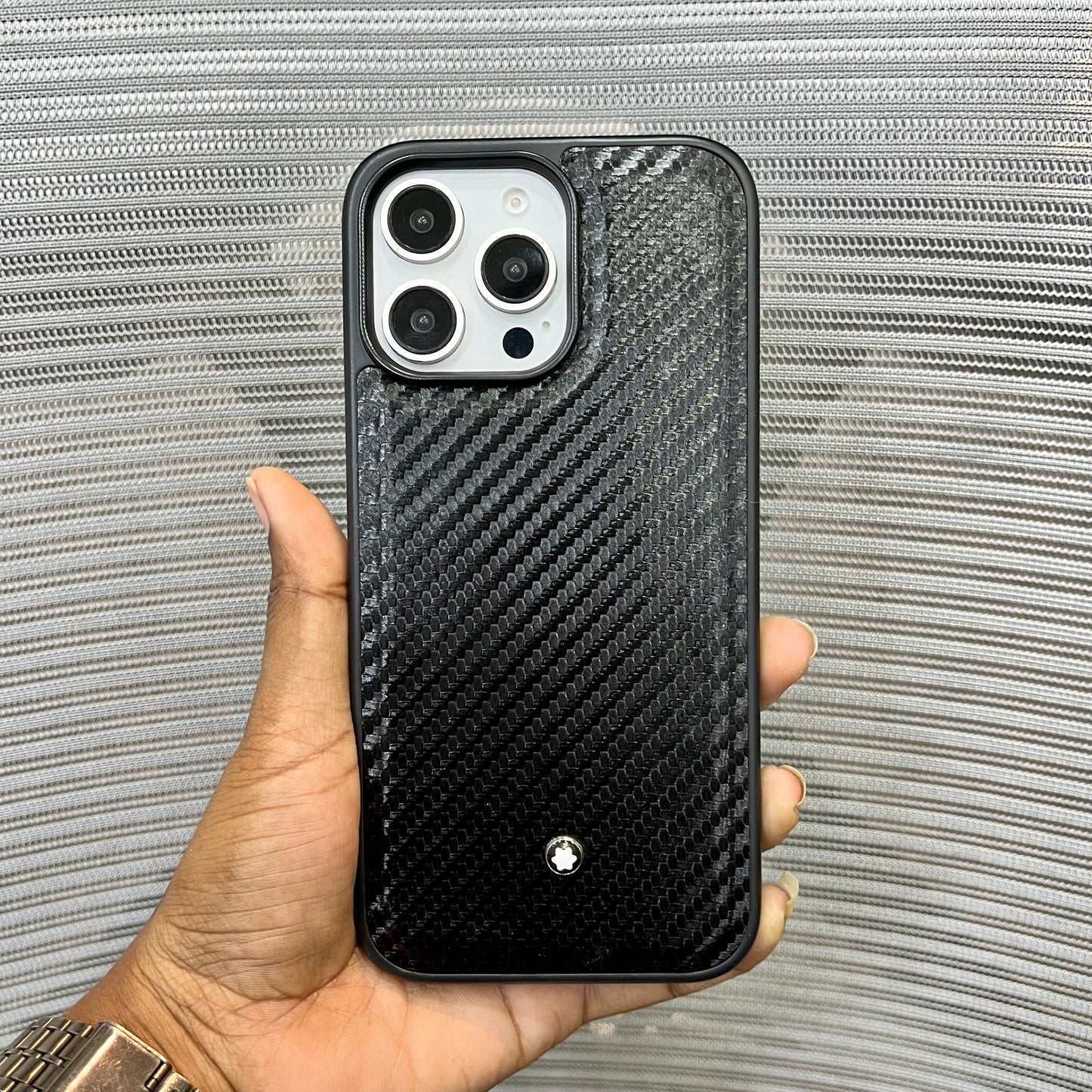 Premium Carbon Fiber Logo iPhone 15 Pro Max Case