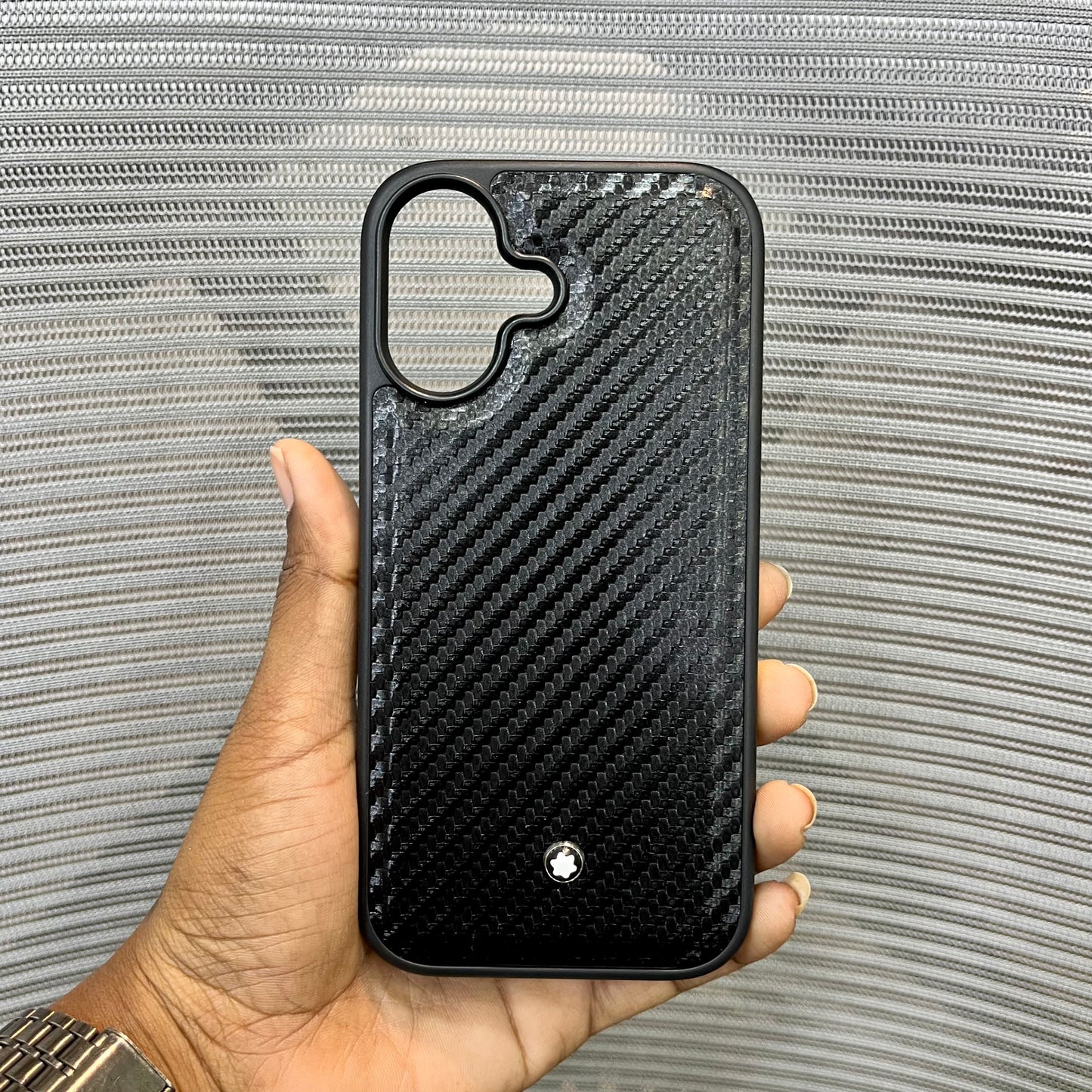 Premium Carbon Fiber Logo iPhone 17 Case