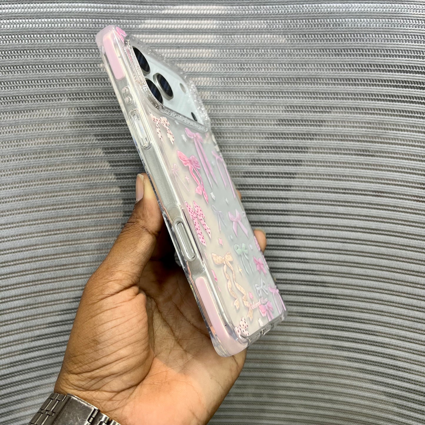 Glitter Bow Printed iPhone 17 Pro Max Case