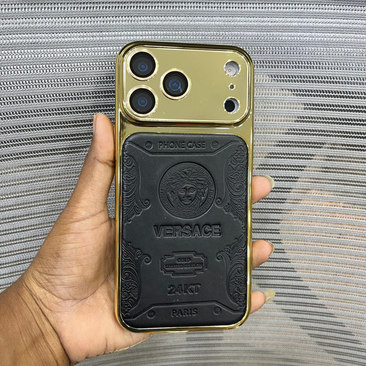 Premium Embossed Leather Logo iPhone 17 Pro Case