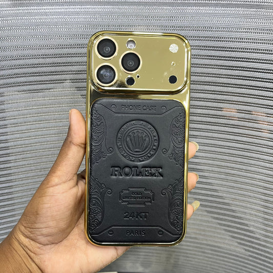 Premium Embossed Leather Logo iPhone 16 Pro Max Case