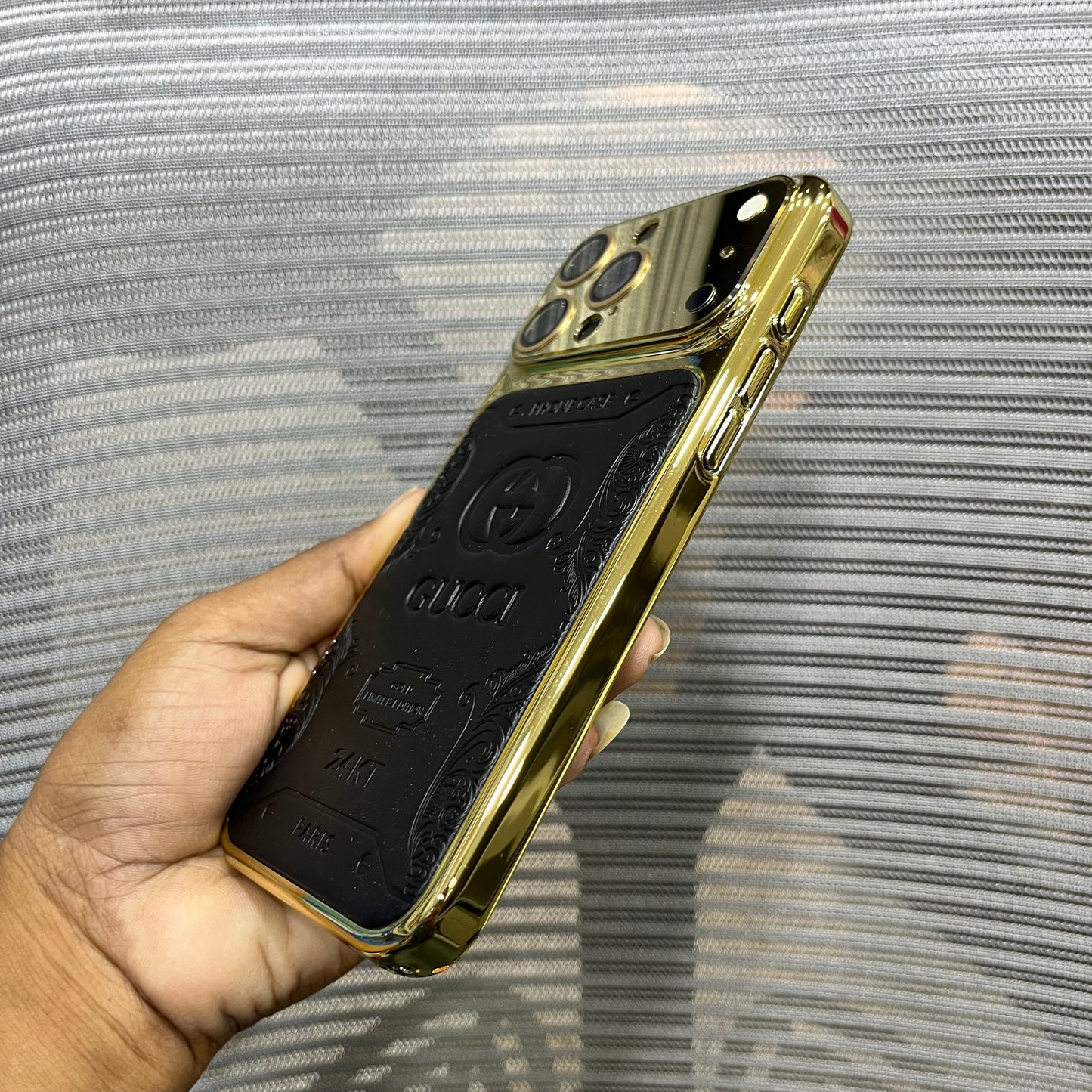 Premium Embossed Leather Logo iPhone 16 Pro Max Case