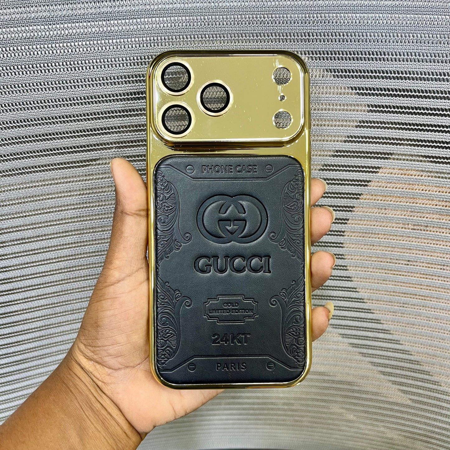 Premium Embossed Leather Logo iPhone 17 Pro Max  Case