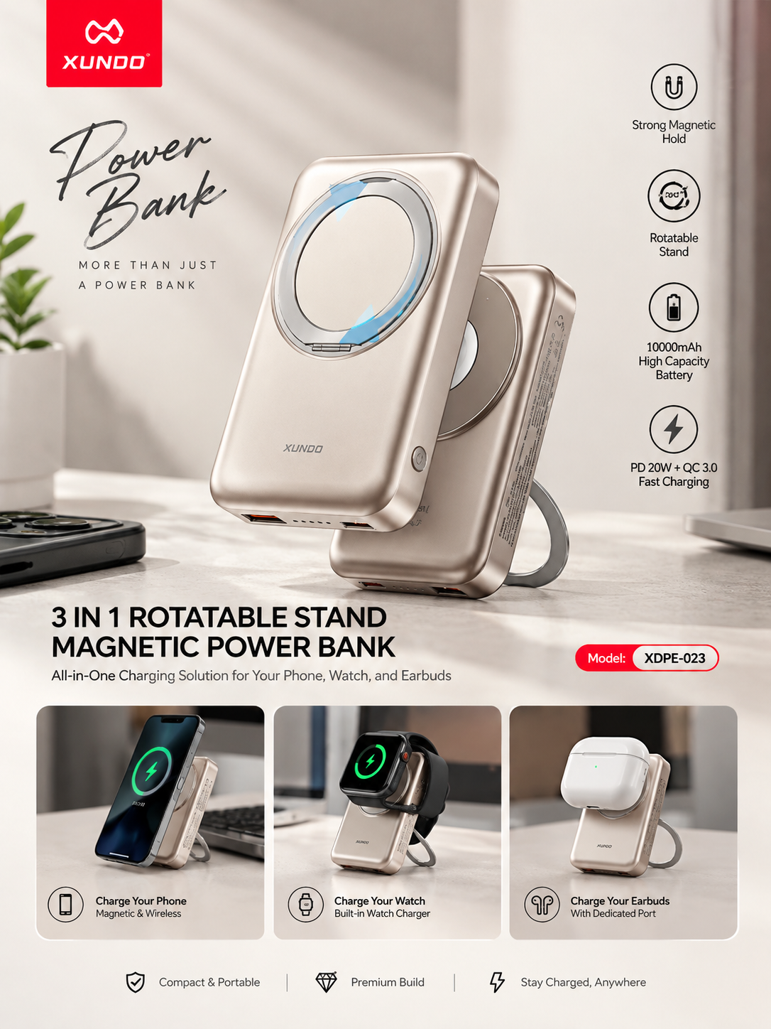 Xundo MagFusion 3-in-1 ( Model - XDPB-023 )