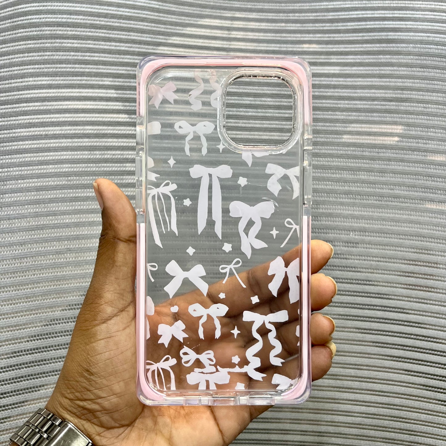 Glitter Bow Printed iPhone 15 Case