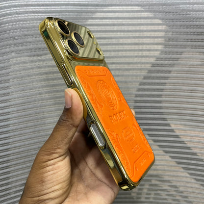 Premium Embossed Leather Logo iPhone 17 Pro Case