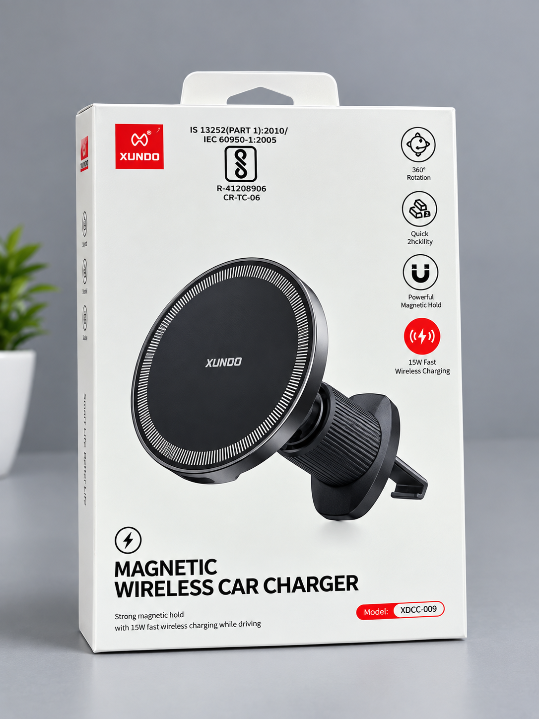 15W Magnetic Wireless Car Charger Air-Vent Lock