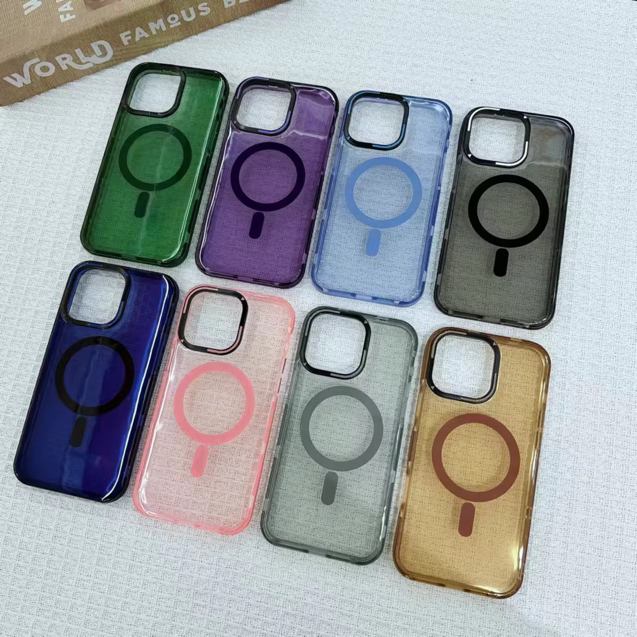 Tinted Glossy Magsafe Color Border Hard Case for iPhone