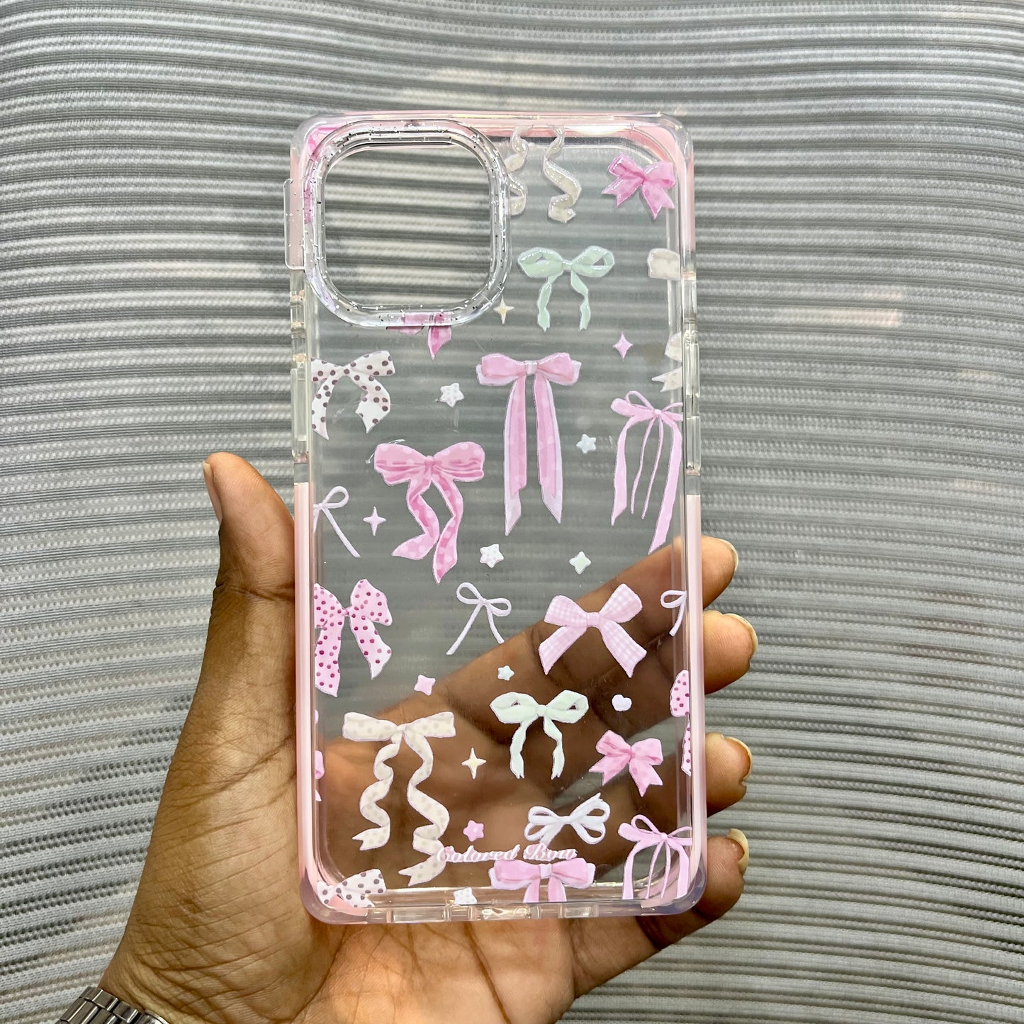 Glitter Bow Printed iPhone 15 Case