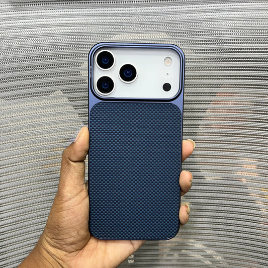 Premium Carbon Fiber Metal Plate iPhone 17 Pro Max Case