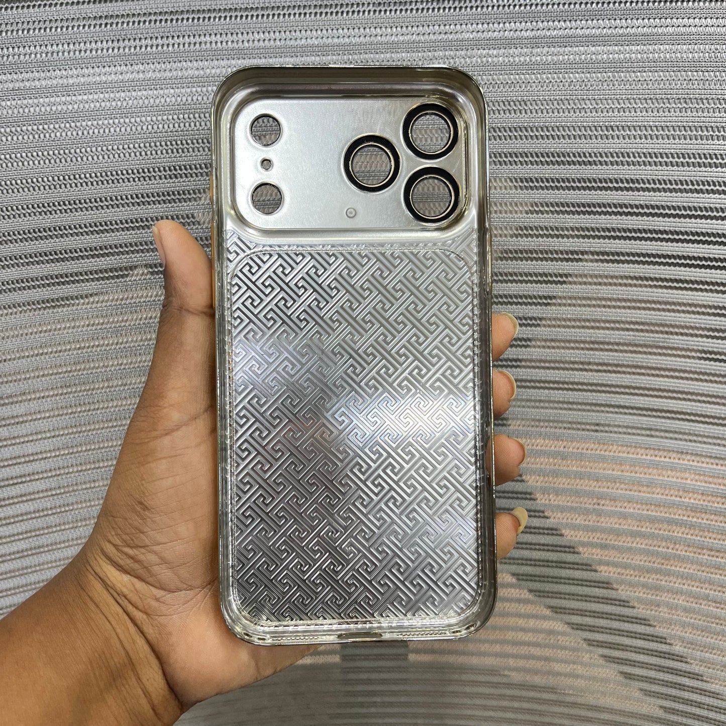 Premium Embossed Leather Logo iPhone 17 Pro Case