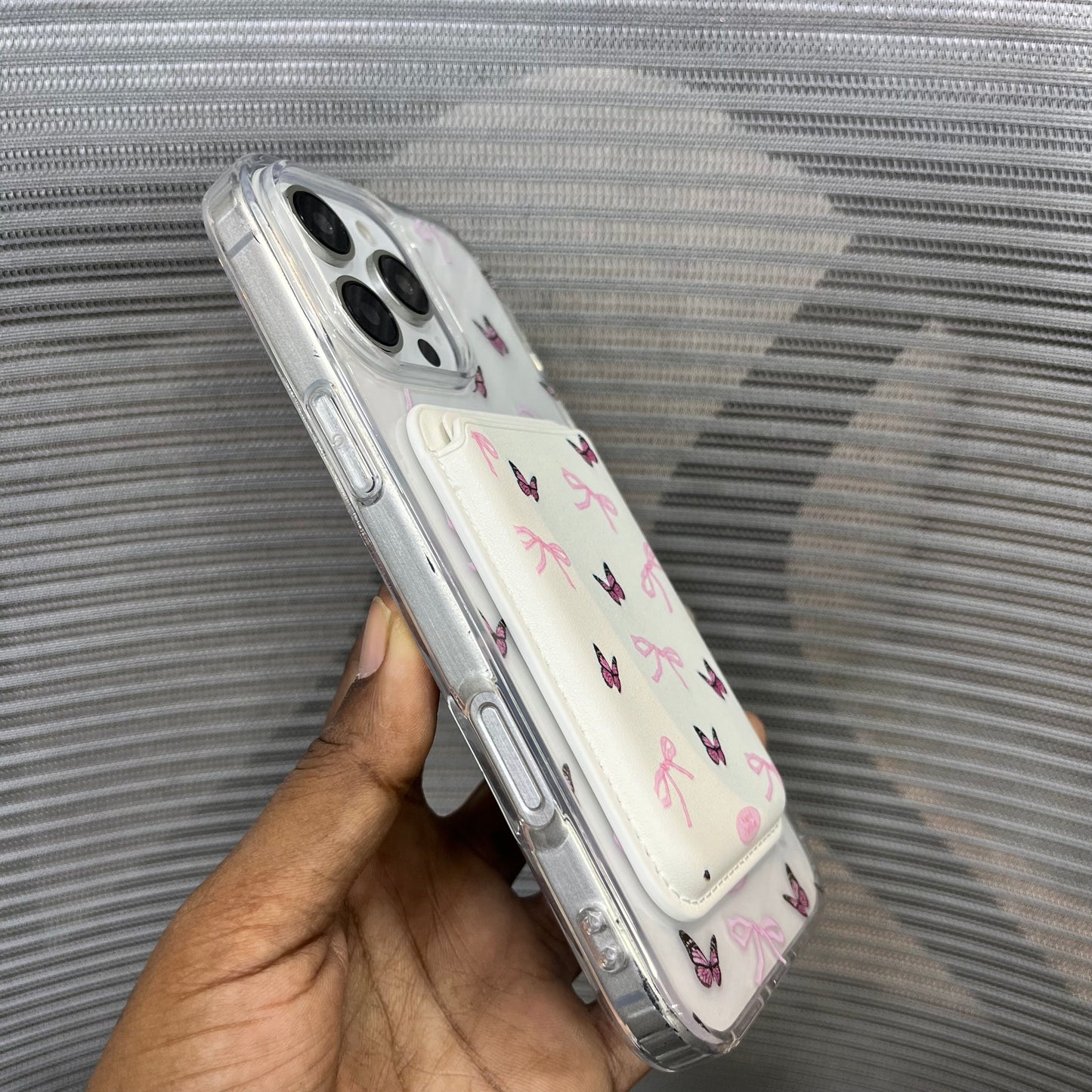 Bow Print MagSafe Wallet iPhone 16 Pro Max Case