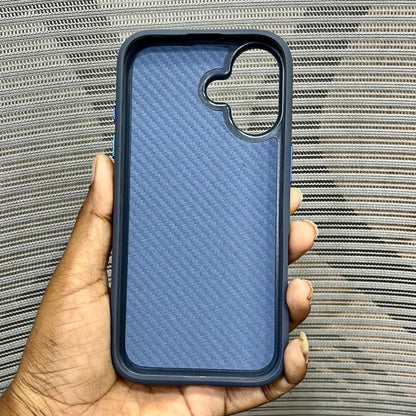 Premium Stripe Leather Logo iPhone 16 Case
