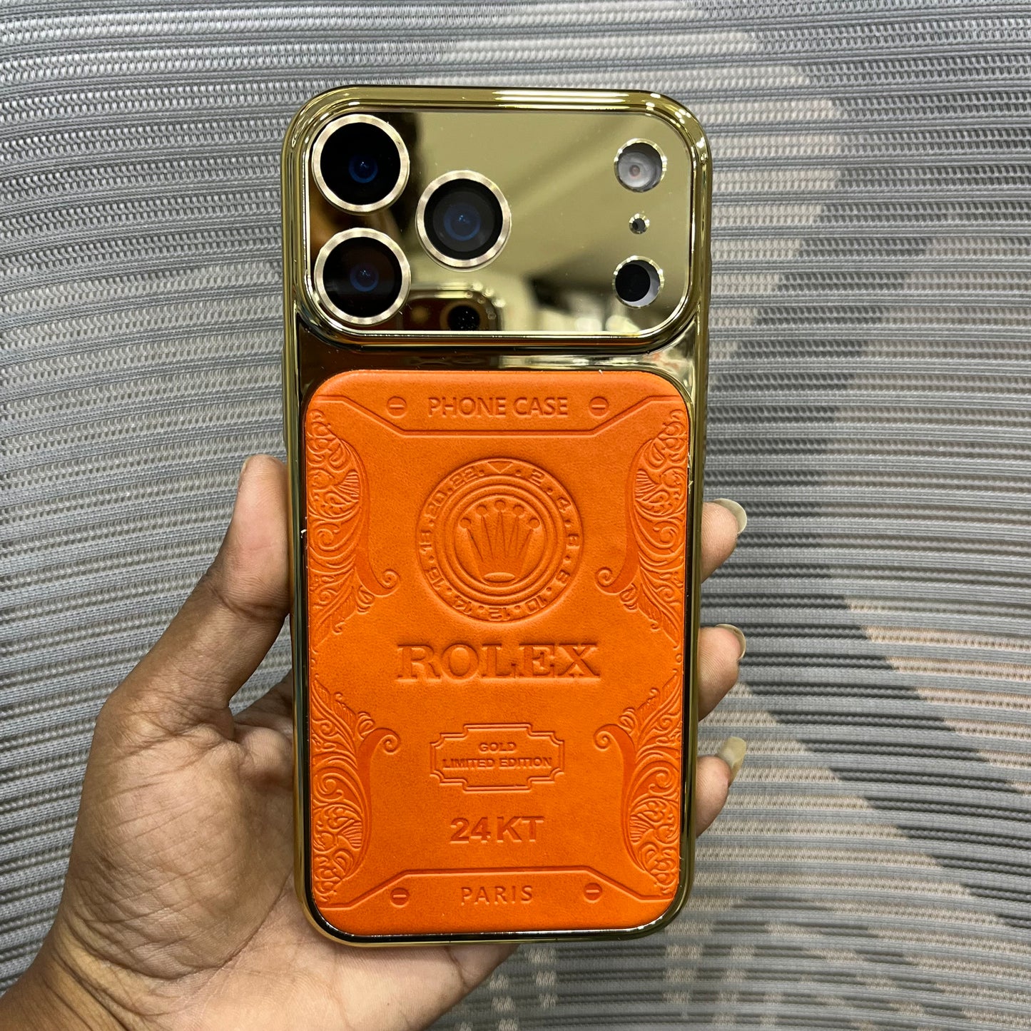 Premium Embossed Leather Logo iPhone 17 Pro Case