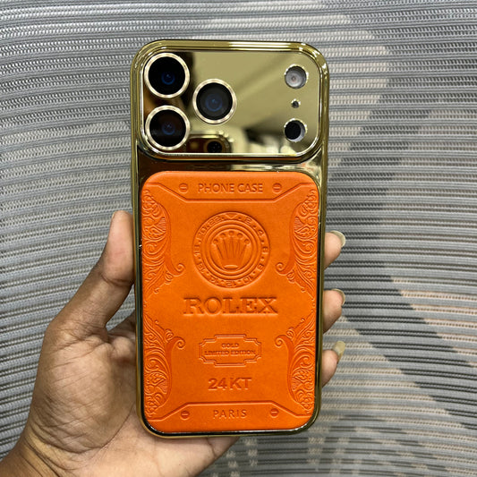 Premium Embossed Leather Logo iPhone 17 Pro Case