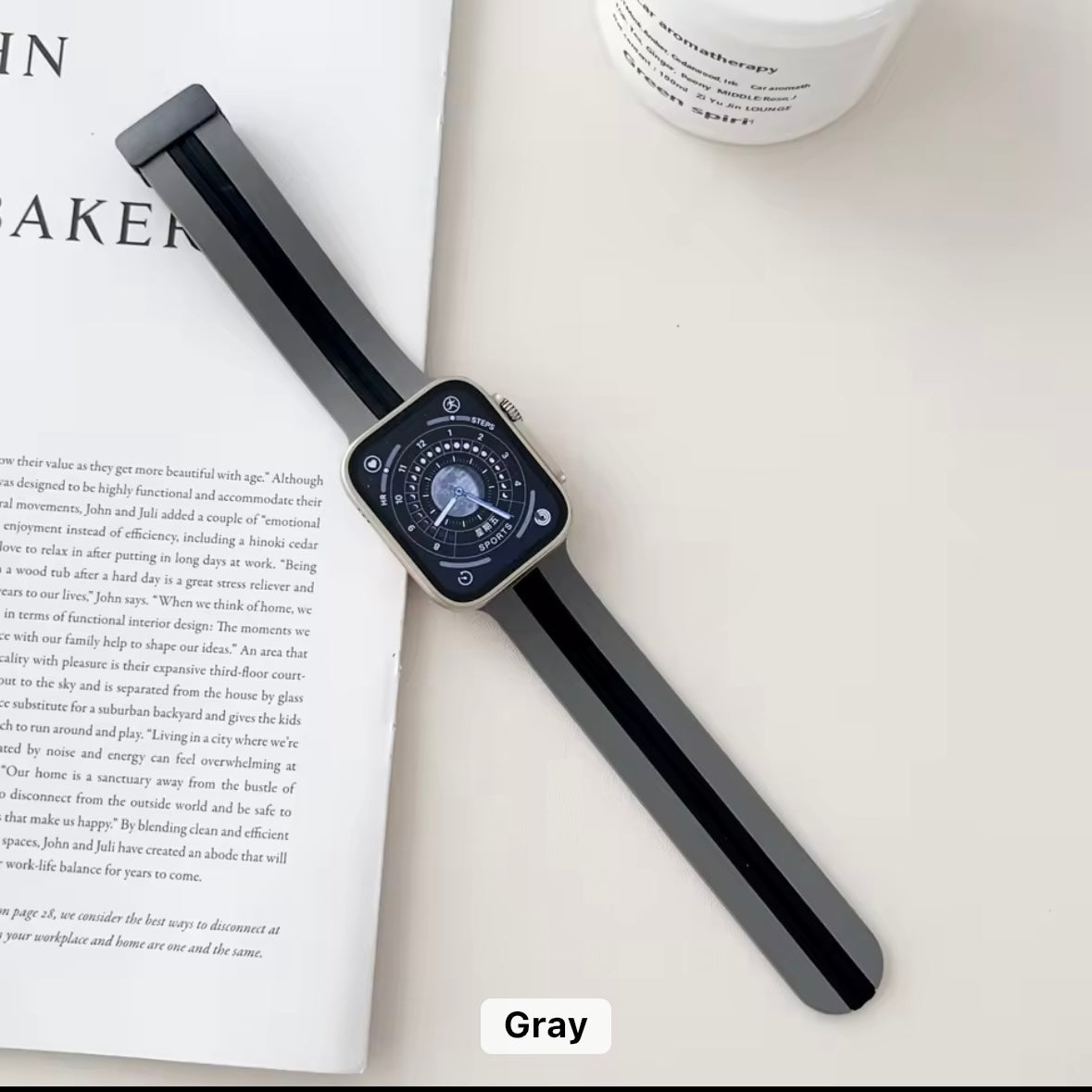Striped Silicone Magnetic Apple Watch Strap