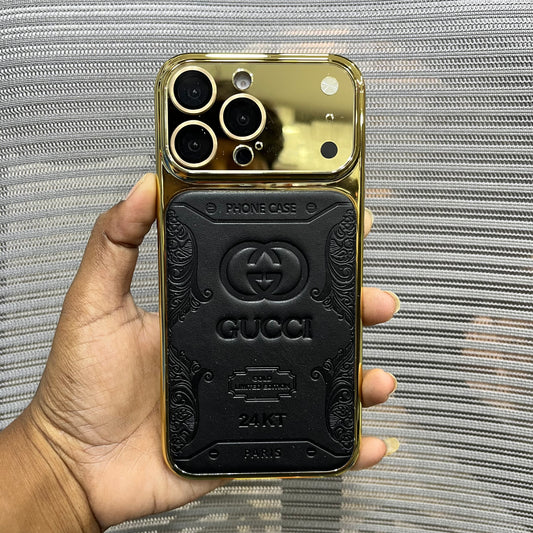 Premium Embossed Leather Logo iPhone 16 Pro Case