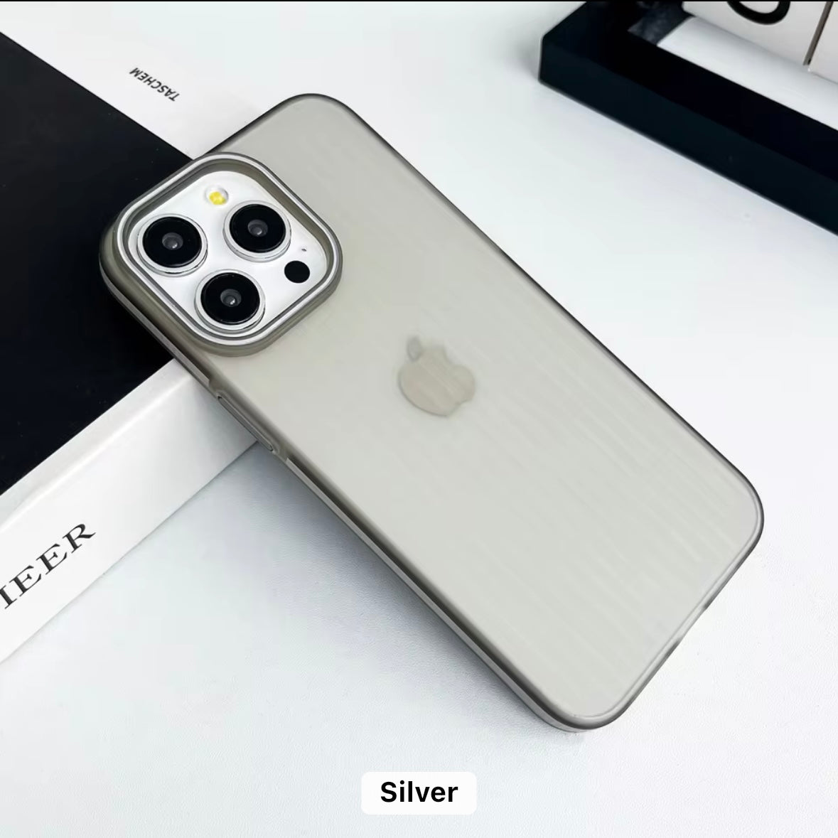 Slim Fit Hard iPhone Case with Embossed Stripes