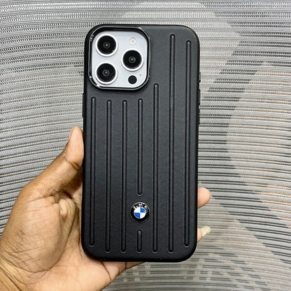 Stripe Leather Car Logo iPhone 16 Series Case