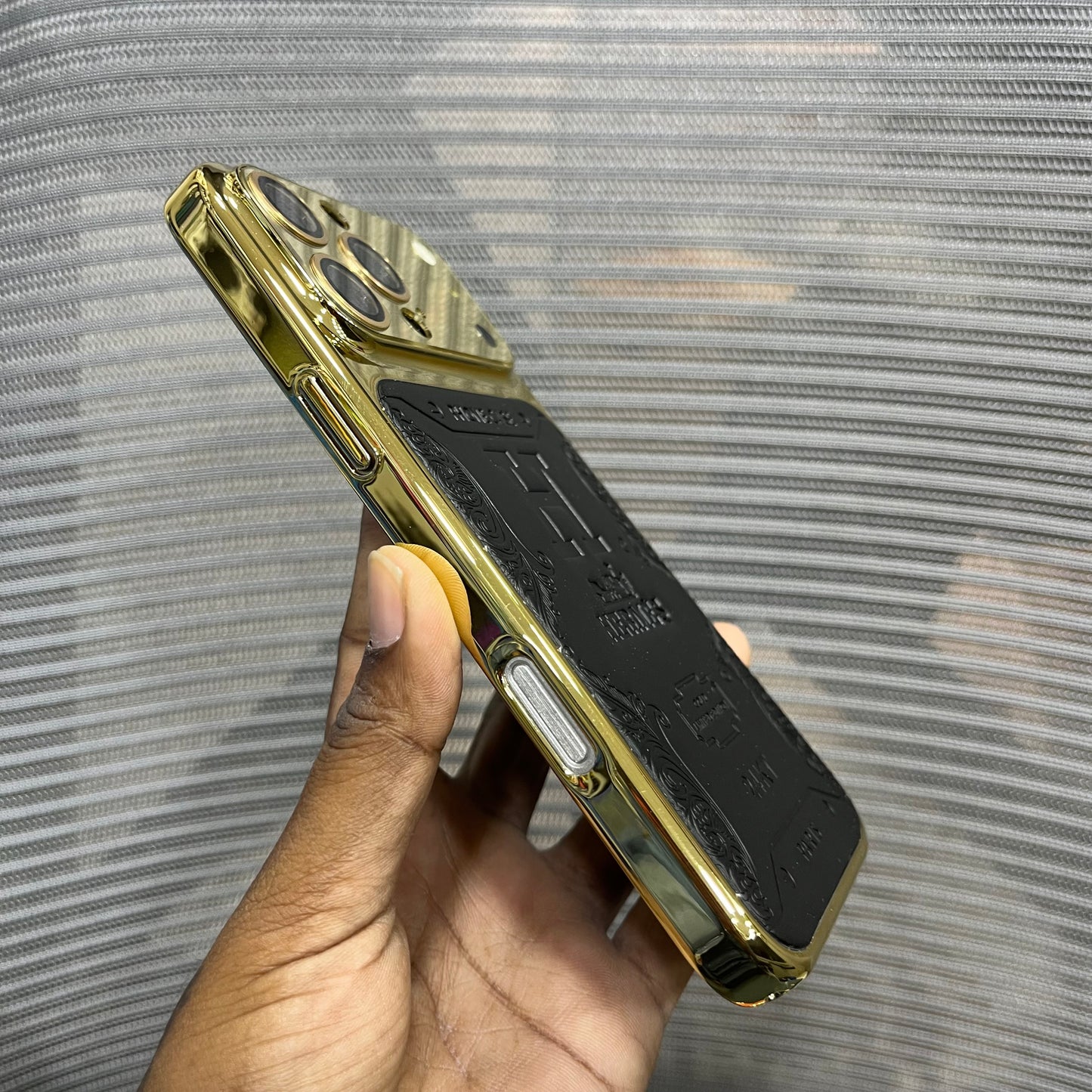 Premium Embossed Leather Logo iPhone 16 Pro Case