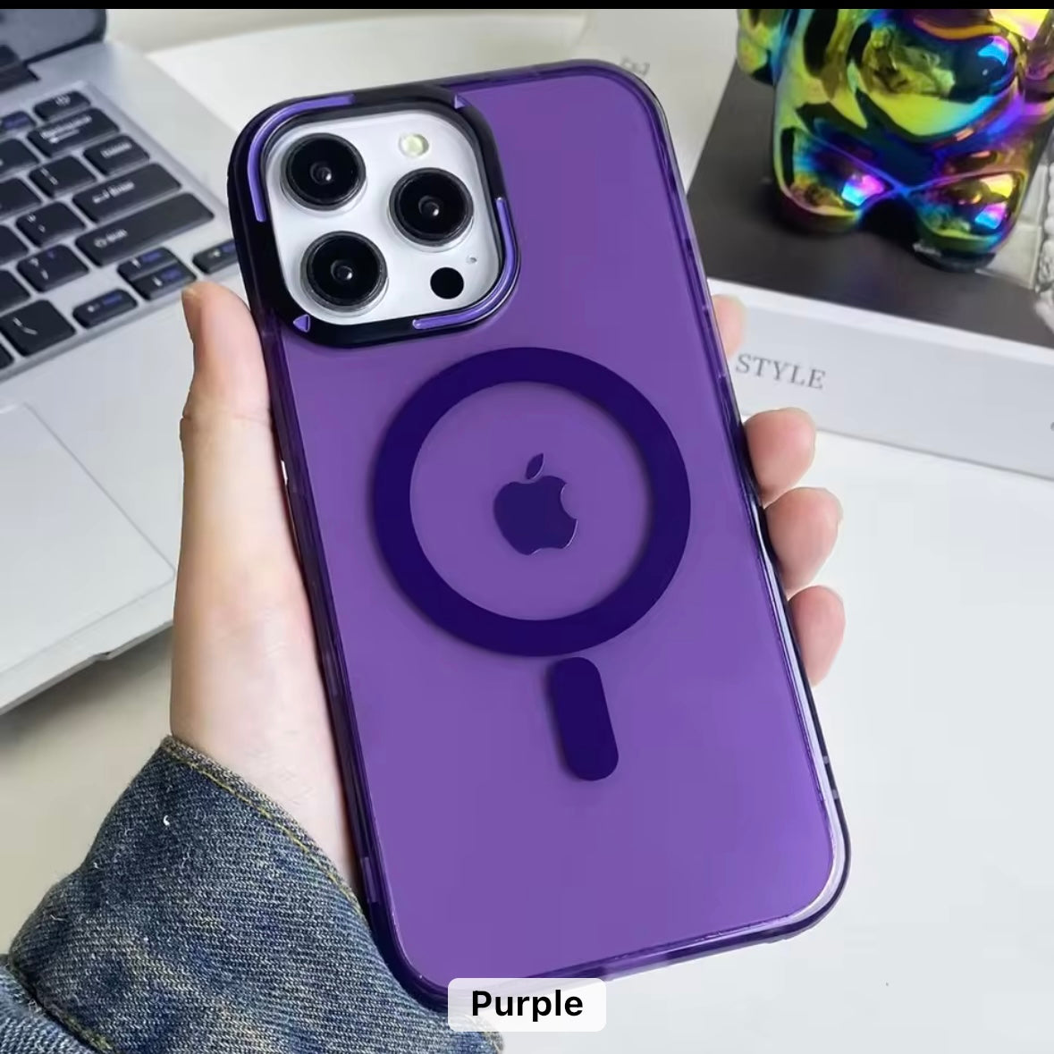 Tinted Glossy Magsafe Color Border Hard Case for iPhone