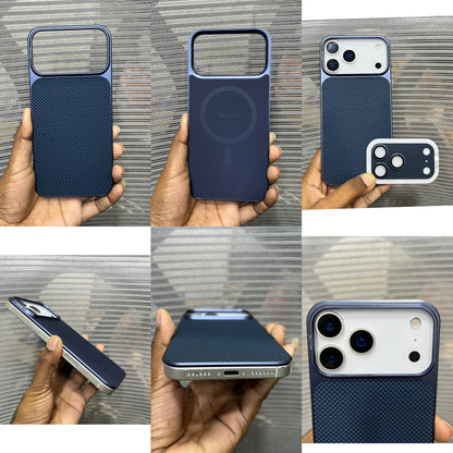 Premium Carbon Fiber Metal Plate iPhone 17 Pro Max Case