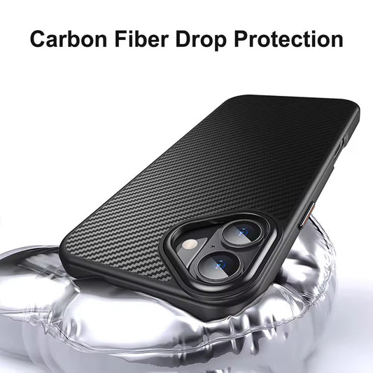 Carbon Fiber MagSafe Hard Case with Camera Rings for iPhone