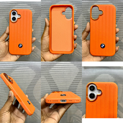 Stripe Leather Car Logo iPhone 17 Case