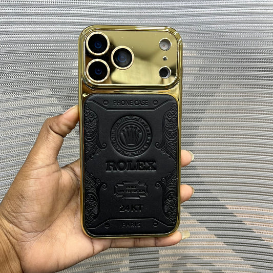 Premium Embossed Leather Logo iPhone 17 Pro Case