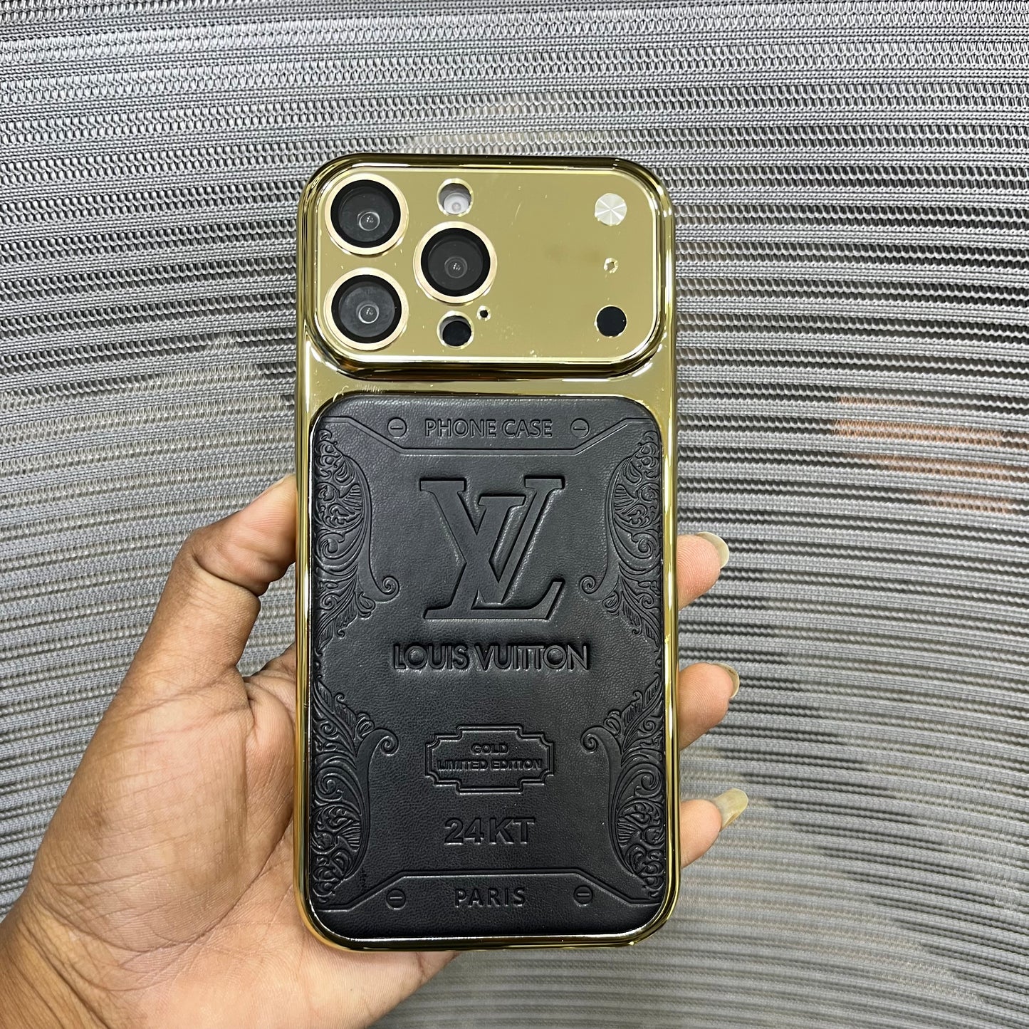 Premium Embossed Leather Logo iPhone 16 Pro Case